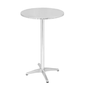 Silver Poseur/Cocktail Table Hire Width – 60cm|Height – 105cm Hire