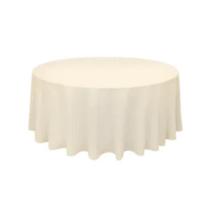 Ivory Round Tablecloth Hire<br><span style="font-size: 14px;"> (120 inches Round) Fits 5ft / 6t Round Tables