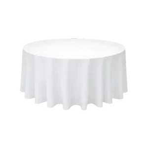 White Round Tablecloth Hire <br><span style="font-size: 14px;">(90 inches Round) Fits 4ft Round Table