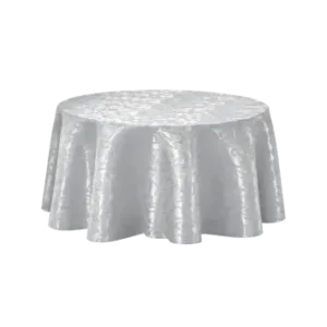 White Damask Round Tablecloth Hire <br><span style="font-size: 14px;"> (120 inches Round) Fits 5ft / 6t Round Tables