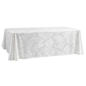 White Damask Rectangular Tablecloth Hire